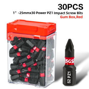 Bộ 30 Mũi Vặn Vít Pozidriv PZ1 PZ2 PZ3 Kích Thước 25mm Thép S2 Đầu Vặn Lực Chuôi Lục Giác 1/4 Inch Dùng Cho Chế Tác Gỗ & Xây Dựng