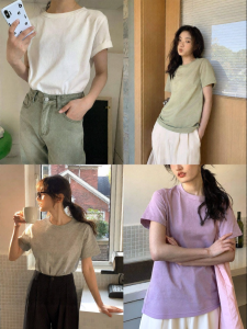NIHAOKANONG | Áo Thun Cotton Tay Ngắn Trắng
