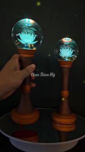 Đèn Pha Lê Quả Cầu Hợp Kim Có LED Cao Cấp CHÂN THIỆN MỸ Đồ Thờ Cúng Phong Thuỷ