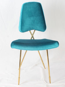 Luxurious Single Sofa Chair Italian Style Restaurant Comfortable Casual Metal Dining Chair Stainless Steel Fabric Upholstered