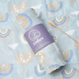 Elinfant 120x110cm Bamboo Cotton Baby Muslin Swaddle Blanket Cute Soft Print Baby Towel Wrap