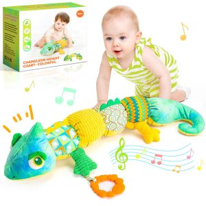 Baby Toys 0-12 months Baby stuffed animals Musical toys with teething glue rattle and crease - Montessori Sensory Toys for 0-3-6-18 months boys and girls activities perfect for baby gifts