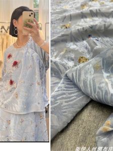 High-End New Style Silk Velvet Burned Flower Fabric Chinese Style Plant Velvet Mulberry Silk Top Dress Material Home Sponge Pad