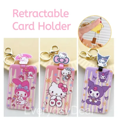 (Sg Ready Stock)Retractable Card Holder With Key Chain For Ezlink Card (MelodyHello Kitty Kuromi)