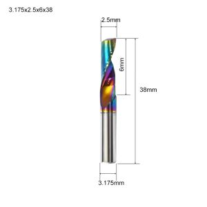 10PCS 5A Single Flute for Aluminum Milling Cutter DLC Coated Colorful Aluminum Profile Composite Cutting Head Engraving