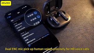 Awei T66 ENC Noise Cancelling Wireless Earbuds (Black) | In-Ear Bluetooth Earphones with Microphone Mic Waterproof IPX6