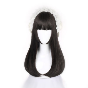 Natural Daily Long Hair Lolita Wig for Women Sweet Cute Pink Synthetic Hair Full Coverage Hairpiece Easy to Manage Face Shaping