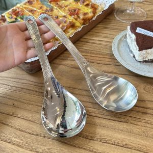 High Quality 304 Stainless Steel Rice Spoon Soup Spoon Serving Spoon Home Use Chefs Wife Favorite Dining Utensils