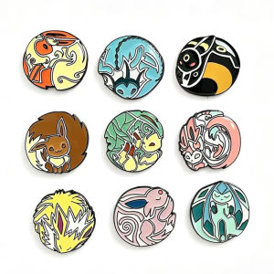 Bandai | Hot 9pcs Cartoon Brooch Backpack Hat Bag Collar Lapel Badges gift Cartoon pet elf brooch cute anime badge Collect Dinosaur Metal