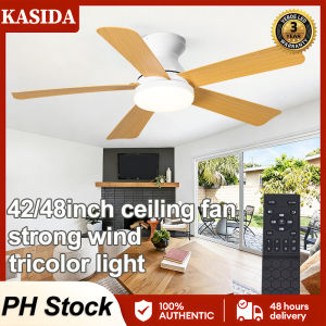 KASIDA 42inch NEW ceiling fan with light modern with remote control 3 color dimming 6 speed wind ceiling fan with led light DC Motor Silent ceiling fan heavy duty ceiling lights with fan for living room dinning room bedroom