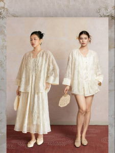 plusmall | Lace Trimmed Embroidered Summer Dress Shorts Set