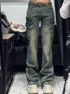 High Waist Bell Bottom Denim Jeans Womens Summer New Style Slim Straight Workwear Pants American Retro Washed Design