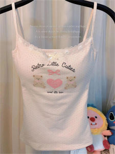 หวาน Bear Polka Dot ไม่มีสาย เสื้อกั๊ก ผู้หญิง เสื้อชั้นในสวมเสื้อชั้นในหลังสวยชิ้นเดียว ฤดูร้อน 2024 ความยาวสั้น