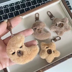 4Pcs Star Moon Shaped Capybara Keychain Plush Stuffed Doll Car Keyring Bag Backpack Pendant Couple Friend Gift