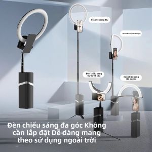 Đèn Chiếu Sáng Đa Năng Gấp Gọn Chân Đế Selfie Kéo Dài 75 Inch Dùng Cho Du Lịch Livestream Trang Điểm Chụp Ảnh Ngoài Trời Làm Đẹp