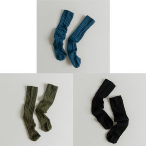 Childrens Tube Socks Spring and Autumn Pure Cotton Girl Bunching Socks Korean Retro Pure Color Boys Baby Stockings Autumn