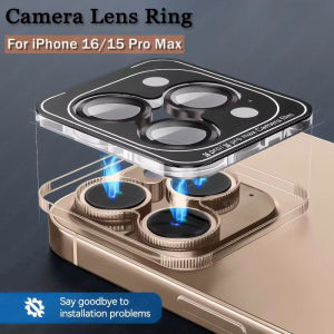 【 1 Set 】Easy Install Camera Lens Metal Protector for IPhone 16 Pro Max Iphone 16 Plus 15 14 13 Mini 12 11 Pro Max Rear Camera Tempered Glass Screen Protector Ring Cap