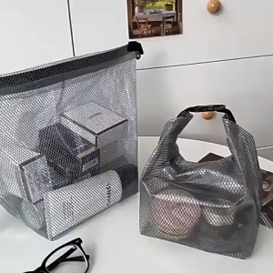 SK-C1303 Tas Jaring Transparan Dengan Pegangan Pouch Kosmetik Anti Air / Tas Travel Besar Kecil