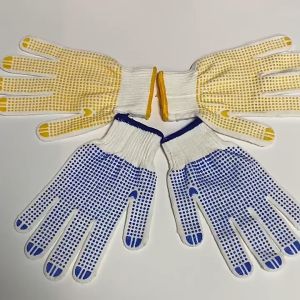 Găng tay lao động phủ hạt nhựa vàng găng tay len làm vườn chống trơn trượt bao tay bảo hộ lao động