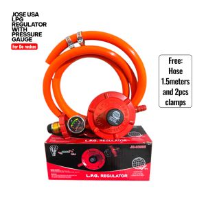 The LPG Regulator comes with a pressure gauge for accurate monitoring. It  includes a free 1.5-meter hose and 2 clamps for secure installation. This  certified product has a quality license number Q-6694 ensuring reliability  and compliance with standard