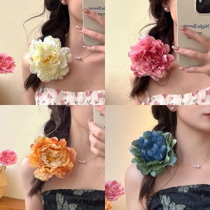 สไตล์ฝรั่งเศส Retro Peony คลิปผมวันหยุดสไตล์ Headdress บรรยากาศอุปกรณ์เสริมผมผู้หญิง