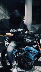 Do The Flow HOODIE BALACLAVA ZIPPER KALIGRAFI JAKET BOXY HITAM