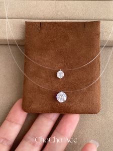 Chocho/S925 Pure Silver Fish Tear Necklace Womens Super Shiny High-End Clavicle Chain Layering Choker Fashion Jewelry