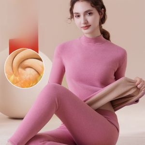 Thickened Fleece Womens Warm Underwear High Collar Home Clothes Autumn Clothes Winter Clothes Sutem Brand Soft Long Sleeve