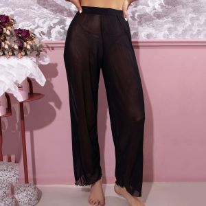 Transparent High Waist Beach Mesh Pants for Women Street Style Slim Fit Long Trousers Ideal for Streetwear and Party Dress