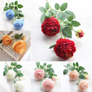 MaxgePC 3หัวดอกกุหลาบยุโรปผ้าไหมเทียมดอกไม้ Peony สำหรับ Home Wedding Wall decors