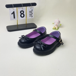 SENMA Leather Black Shoes For Kids Girls Korean Rubber Shoes School Shoes Fashion Sneakers Size 26-37