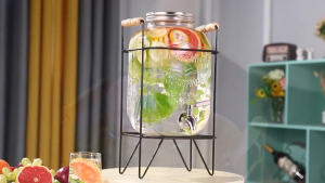 4L 5L 8L 10L Juice Drink Glass Jar Dispenser With Stand And Faucet Water Jug With Faucet