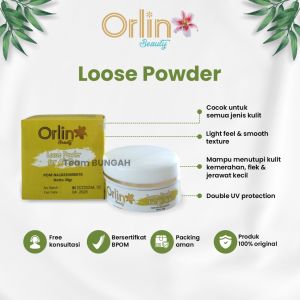 Bedak Tabur Orlin Beauty / Loose powder for all skin / bedak matte / bedak tahan lama bpom ( free gift cantik)