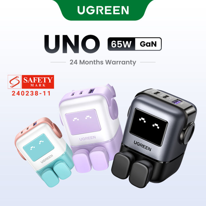 UGREEN Uno Charger 65W RobotGaN Charger 2 USB C 1 USB A Wall Charger GaN Charger for MacBook Pro/Air, Dell XPS, iPad Mini/Pro iPhone 16 15 Pro Max iPhone 16 15 Plus Samng Galaxy S25 S24 Ultra Z Fold5 M14 Z Flip5 , Pixel, and More