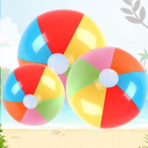 3PCS Inflatable Beach Ball Rainbow Color Pool Party Favors Summer Water Toy Pvc Inflatable Beach Ball Multicolored Beach Toy