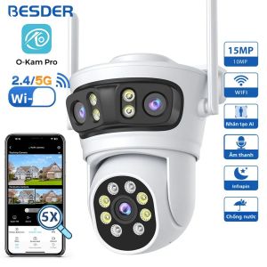 Camera IP Wifi BESDER 15MP PTZ 9MP Màn Hình Ba Chiều 180 Độ °   Camera An Ninh Ngoài Trời Góc Rộng Với Tính Năng Theo Dõi Tự Động Và Âm Thanh Hai Chiều