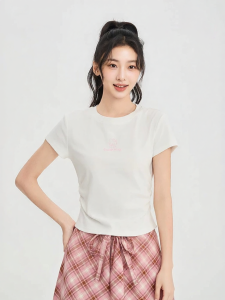 SANFU | Short Sleeve Wrinkled Sweetheart Waist T-Shirt
