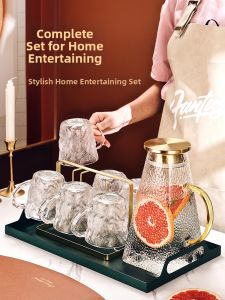 CRISTALGLASS | Ice Crystal Pattern Glass Cup Set For Home And Guest Use