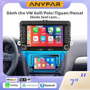 Máy Nghe Nhạc MP5 7 Inch Cho Xe Hơi Với FM Bluetooth Đèn Nhiều Màu Radio RDS Mirrorlink Sạc USB Hỗ Trợ Android Auto/Carplay Dành Cho Volkswagen