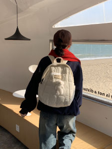 Wusanshi Autumn Winter Double Shoulder Backpack for Junior High School Girls And College Students Simple Pure Color Design