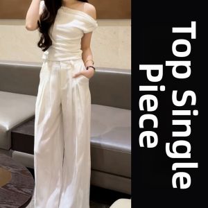 Karrar betsey | Elegant Korean Style White Off-shoulder Summer Outfit