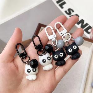 C.three Black White Cat Key Chain Cute Versatile Pendant Simple Girl Backpack Pendant