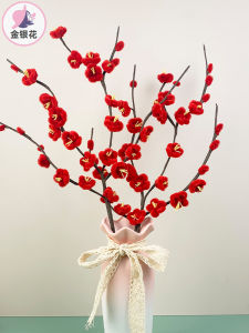 Red Plum Twist Sticks Material Kit Dense Plum Blossom New Year Flowers Double Seventh Festival DIY Craft for Children And Adults