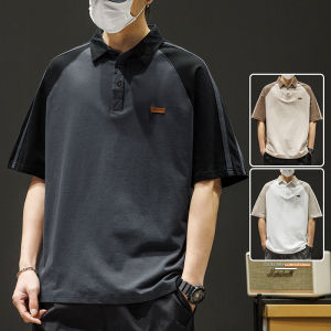 Lightweight Short Sleeve Polo Shirt Mens Breathable Four-Way Stretch Collar Trendy Color Block Design Casual Top for Youth