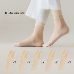 Tất ngắn nữ MiiOW nylon trong suốt màu da chống trượt thoáng khí