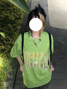 American Design Phantom Print Short Sleeve T-Shirt Women Summer Loose Slimming Versatile Couples Mid-Length Top INS Style