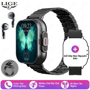 LIGE | Đồng Hồ Thông Minh LIGE TWS 2 Trong 1 Tích Hợp Tai Nghe Bluetooth NFC GPS Theo Dõi Nhịp Tim & SpO2 Màn Hình Cảm Ứng 2.01 Inch Dành Cho Cả Nam Và Nữ