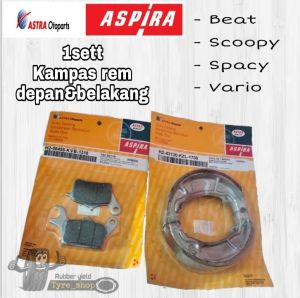 kampas rem depan belakang merk ASPIRA untuk honda beatvarioscoopyspacy.