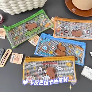 Kapibara Pencil Case Cute Capybara Transparent Stationery Bag Student Portable Pencil Case Multifunctional Storage Bag Pencil Case