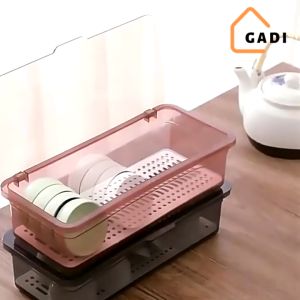 Hộp Đựng Đũa Muỗng Thìa Dĩa Có Nắp Đậy Hộp Đựng Đồ Dùng Đa Năng Đựng Khẩu Trang Cọ Trang Điểm Chống Bụi Thoát Nước